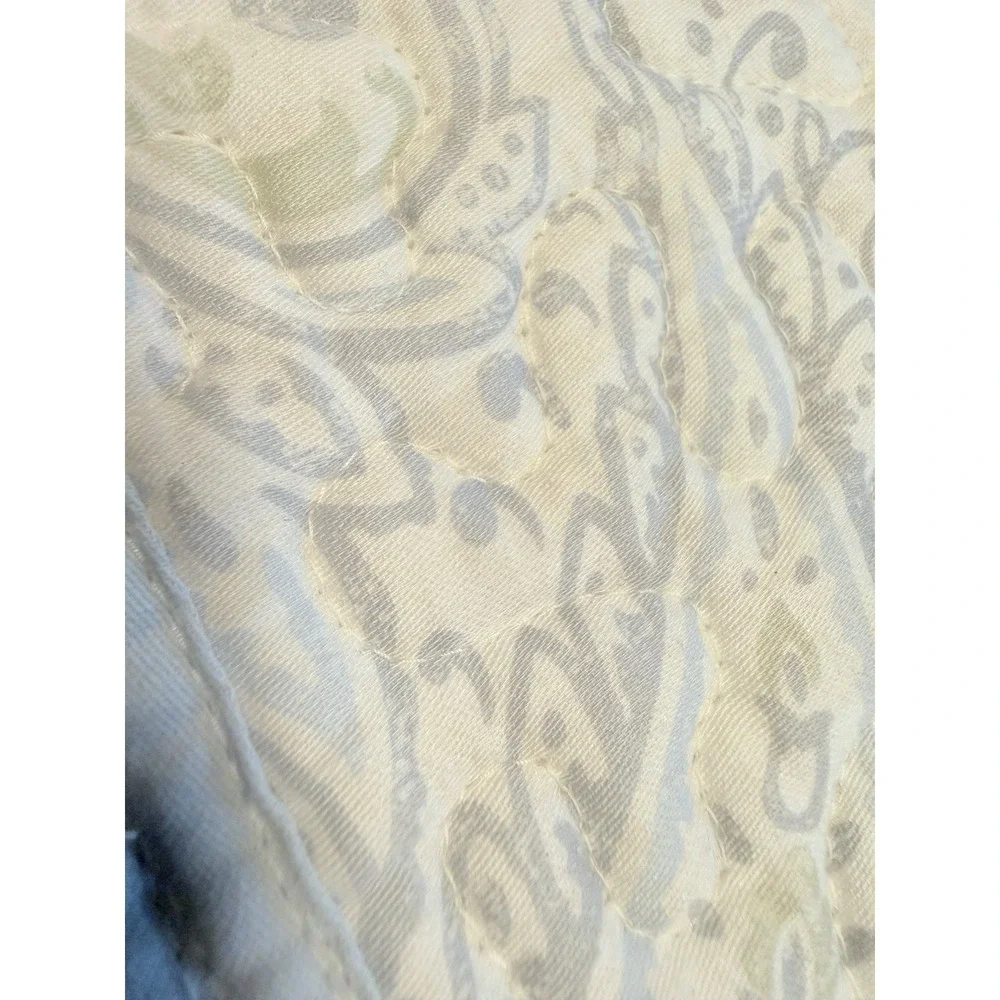 Company Store King Coverlet 2 Shams Set Blue Sage Paisley Cotton Quilt VTG